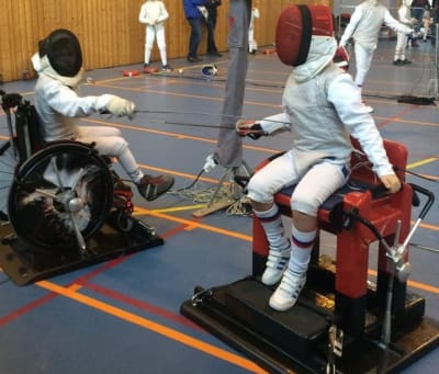 Quentin Fernandez-Anssoux lors de ses début en escrime handisport