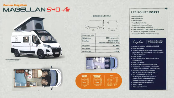 Campérêve MAGELLAN 540 AIR PEUGEOT BOXER 2.2L 140 CV - BVA8 Blanc