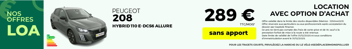 Offre loa peugeot 208 2025