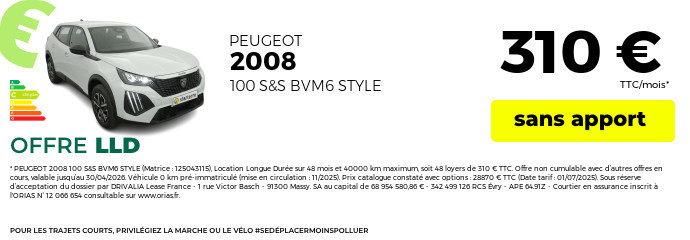 Offre lld peugeot 2008 2026