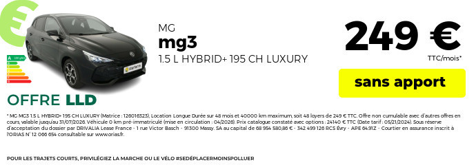 Offre lld mg mg3 juillet 2026