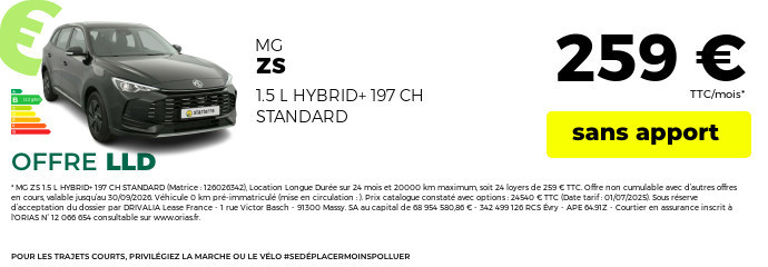 Offre LLD sans apport à partir de 259 € TTC/mois