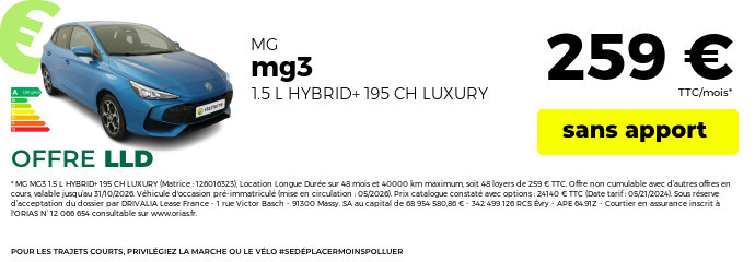 Offre octobre 2026 mg mg3