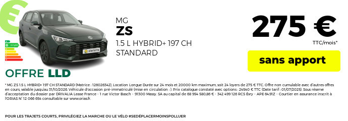 Offre octobre 2026 mg zs